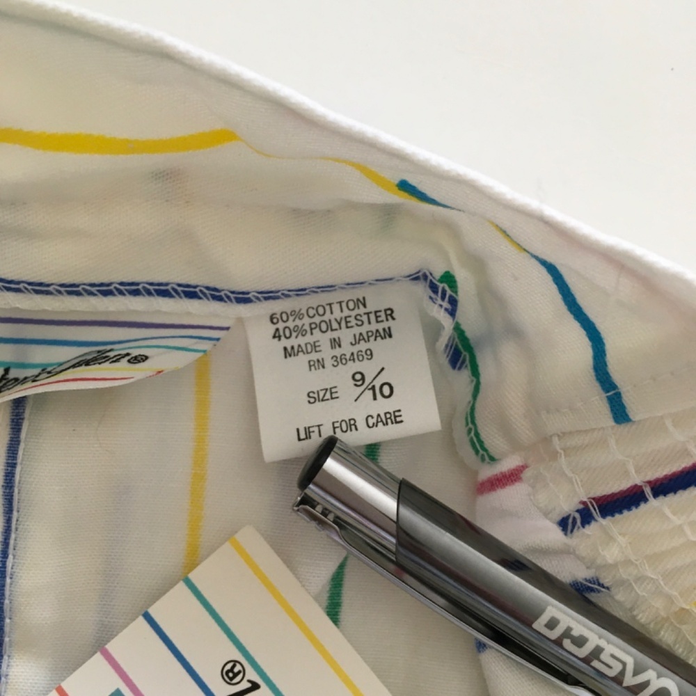 VTG 80s Hunter’s Glen Rainbow Striped Shorts Sz 9/10 High Waisted NOS Japan Made - Picture 11 of 16